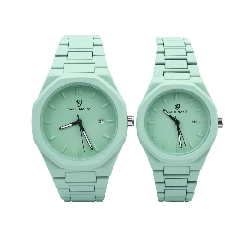 Tia"s Couple Sea Green Elegance Wrist Watch Sets