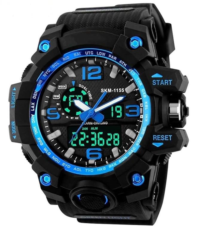 Shocknshop Analog Digital Sports Black Dial Multi Functional Mens Boys Watch