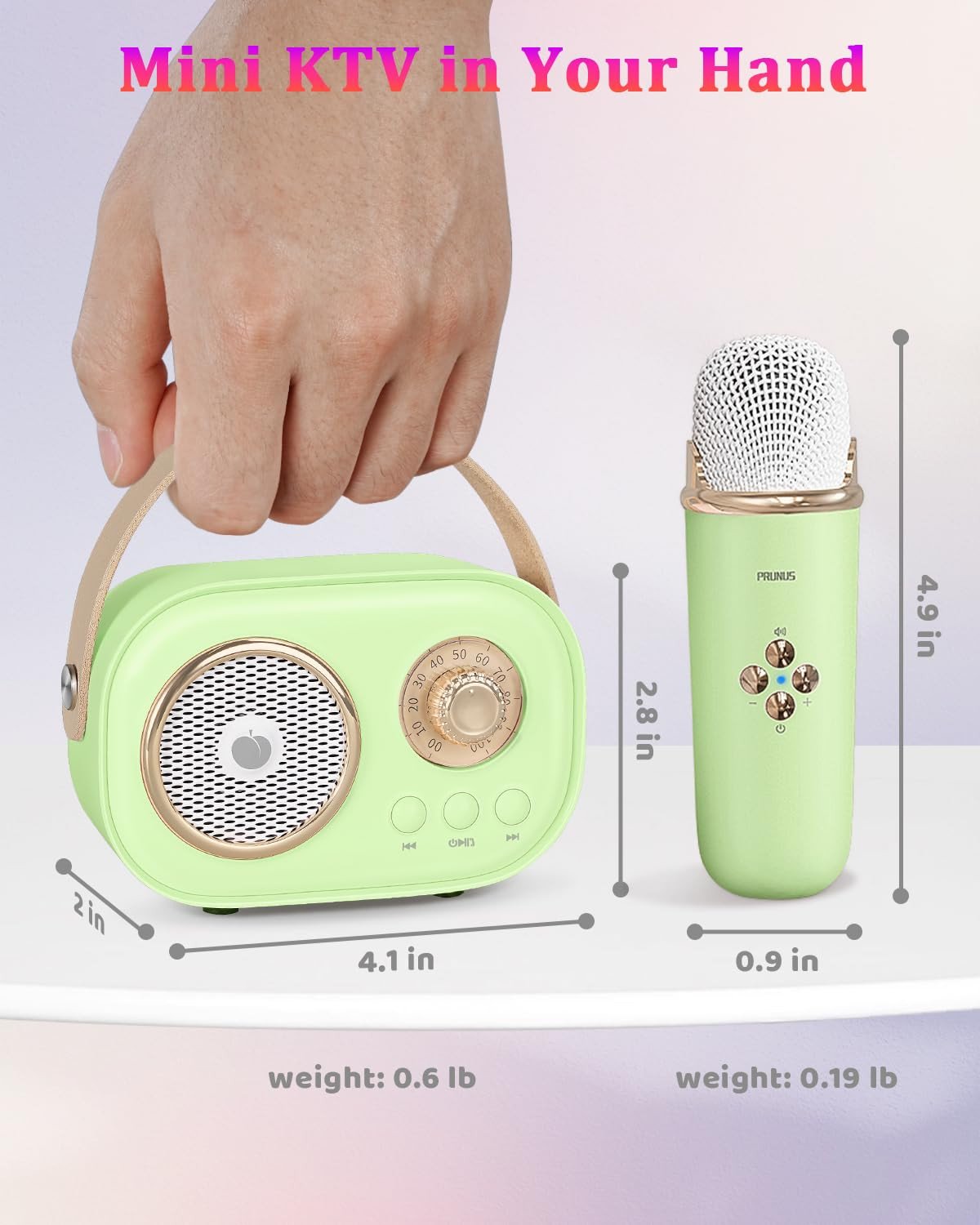SpringFlora Mini Karaoke Machine, Portable Bluetooth Karaoke Speaker for Kids and Adults with Wireless Microphone, Small Karaoke System, Gifts for Boys Girls Christmas Birthday Party Gathering Light G