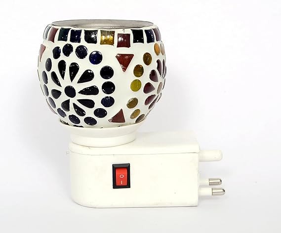 Spocky Decor Kapoor Dani Electrical Camphor Glass, Beautiful Smart Ceramic Kapoor for Home, Night Lamp with Switch Star Design with On/Off Switch to Toggle Between Burner & Lamp_DN 12