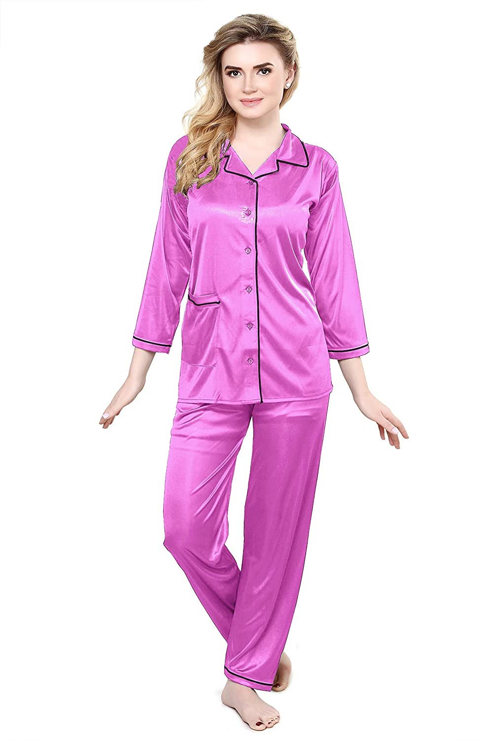 Women Night Suit Set Multicolor Solid
