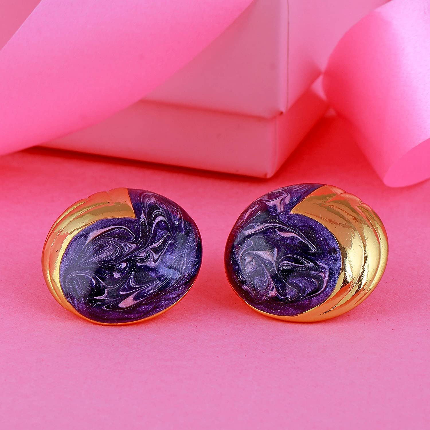 gold plated circular studs earings