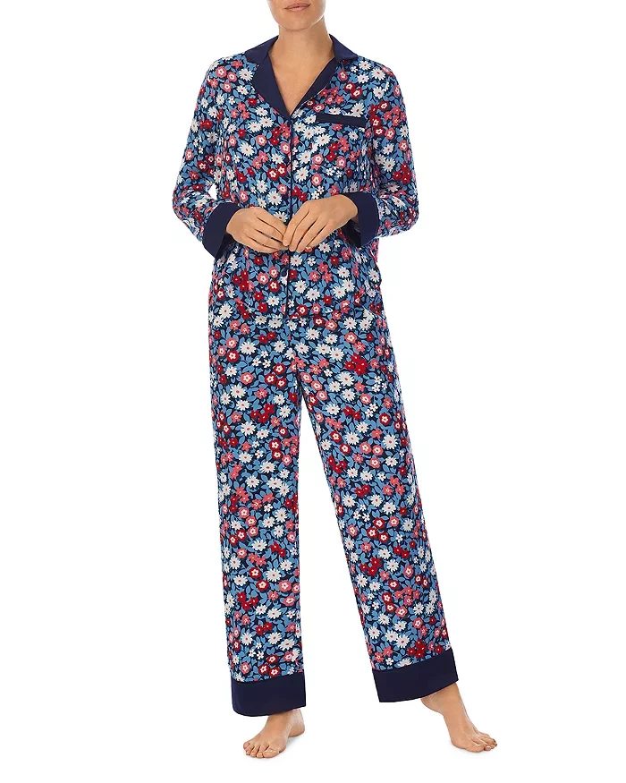 e Chemistry Women's Floral Printed Dobby Nightsuit | Luxurious Comfort and Style | 100% Viscose | Coordinated Top & Bottom | Soft & Breathable | Multi-Color Palette | Ideal for Sleepwear & Casualwear