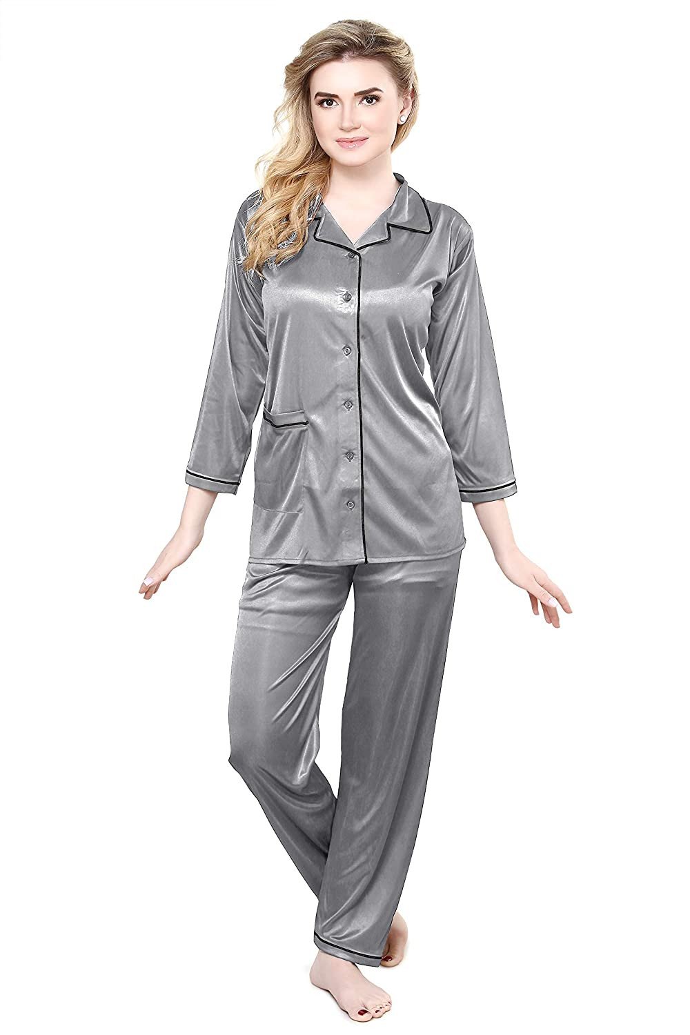 Women Satin Night Suit Set Night Dress