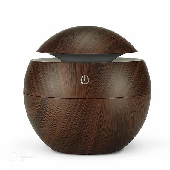 NEXILA Wood Cool Mist Ultrasonic Humidifier For Room Moisture,Aroma Diffuser For Home,Essential Oil Diffuser With Colorful Light,Auto Shut-Off Ideal For office,car,travel,home (Dark wood),130 ml