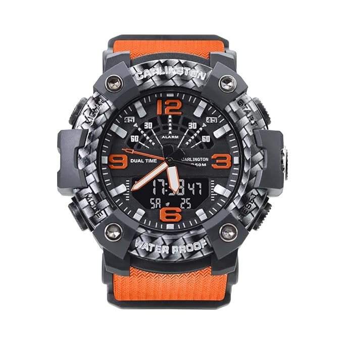 Carlington Resin Analog-Digital Sports Watch Chronograph,Dual Time,Alarm,Stopwatch,Water-Resistant,Shock-Resistant,Back Light Display- The Perfect Watch for Men and Boys