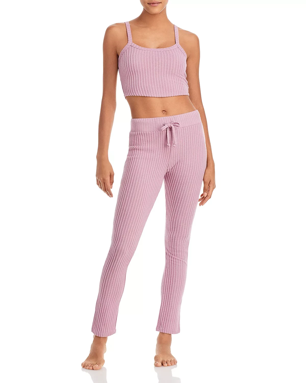 WOKEZ Waffle Knit Cami Top And Leggings Set