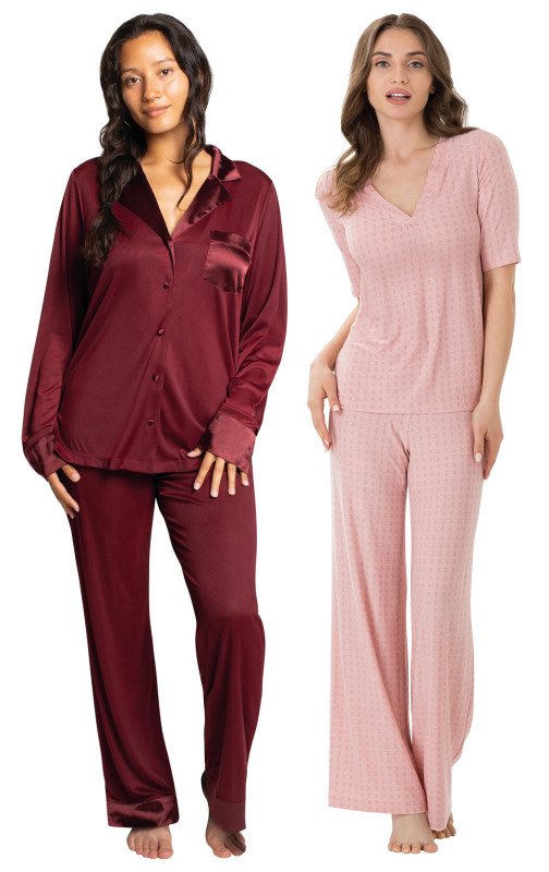 Visit the Alexander Del Rossa Store Alexander Del Rossa Long Sleeve Satin Pajama Set for Women, Satin PJs for Women Set, Womens Satin Pajama Set