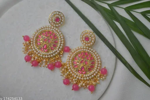 Gold-Toned Rani Pink Circular Studs Copper Stud Earring