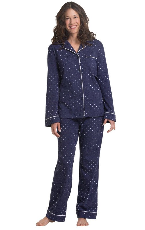 Womens Satin Pajama Set Button Down Sleepwear Long Pj XS-3XL